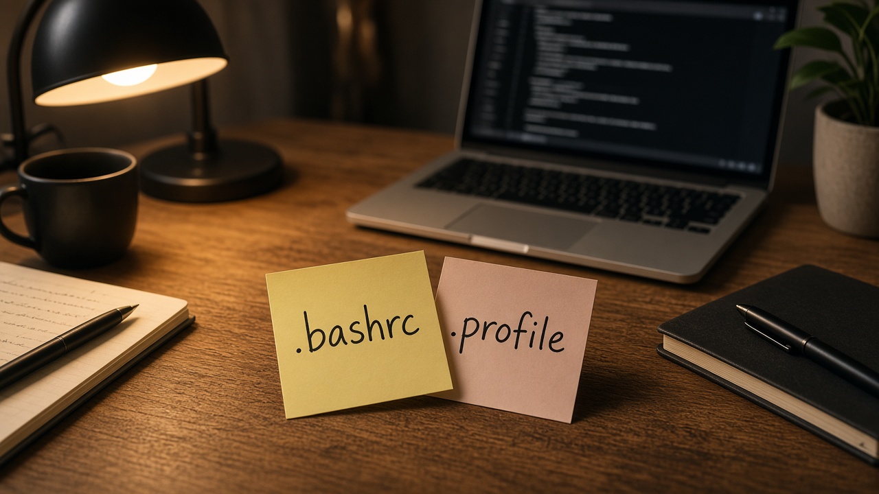 استیکی .bashrc و .profile کنار لامپ
