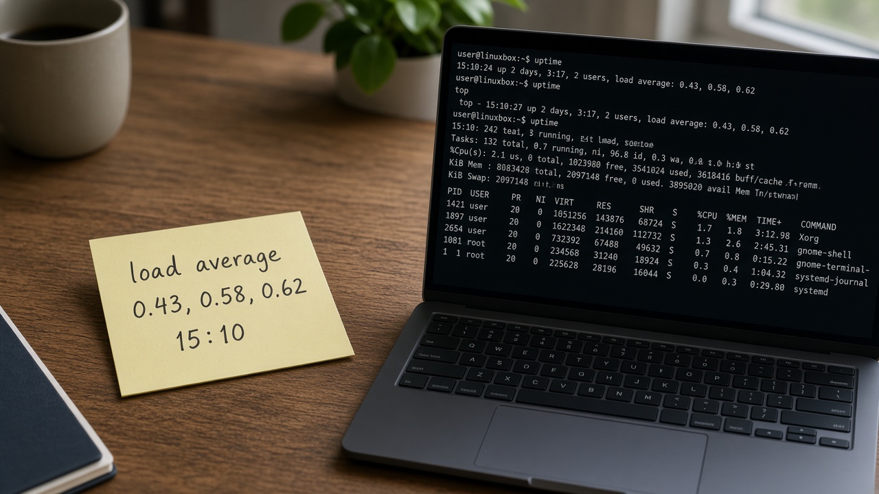 uptime و top با استیکی load average