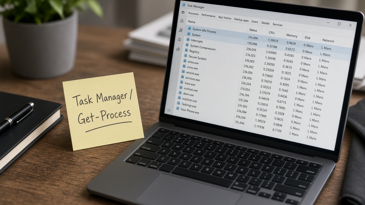 Task Manager و استیکی Get-Process