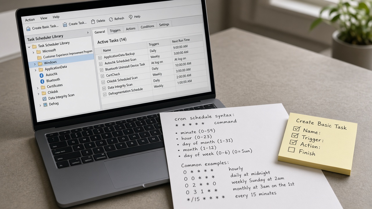 Task Scheduler کنار چکلیست Create Basic Task