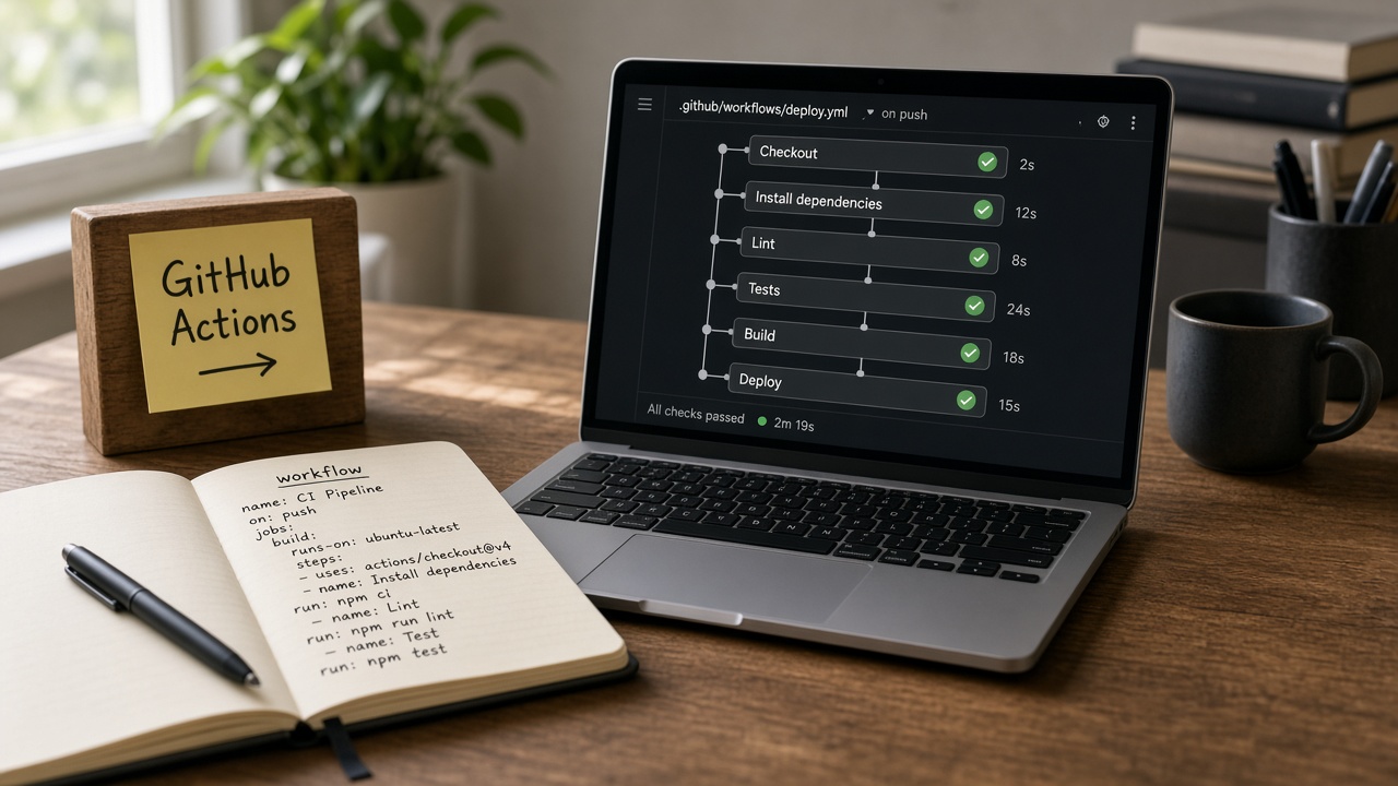 پایپلاین CI با چکهای سبز و اسکچ workflow