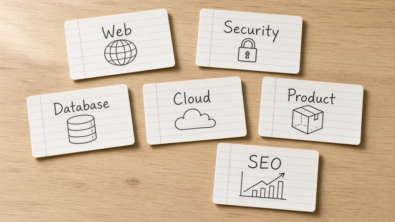شش دسته اصطلاحات؛ وب، امنیت، پایگاه داده، ابر، محصول، SEO