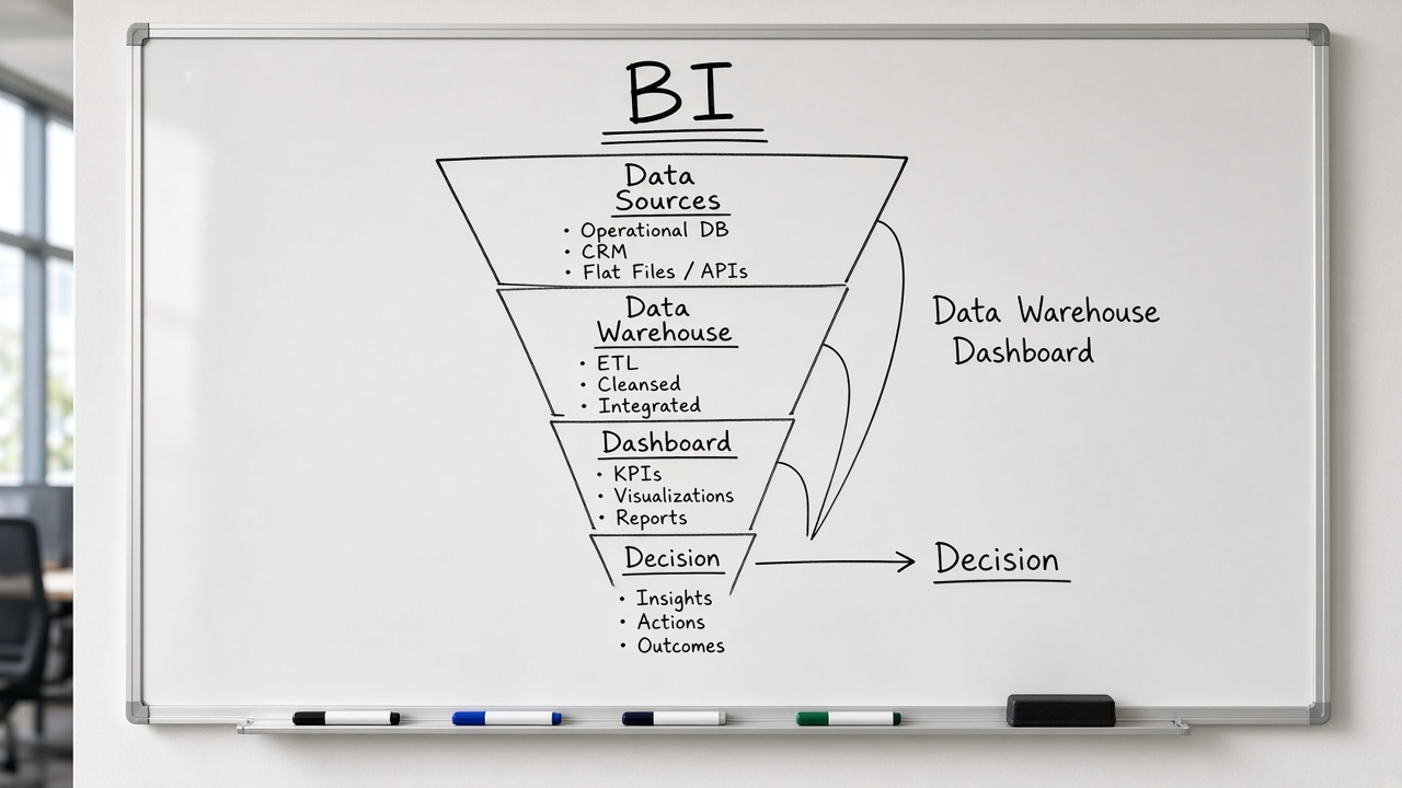 وایت‌برد با قیف Data Sources تا Decision برای BI