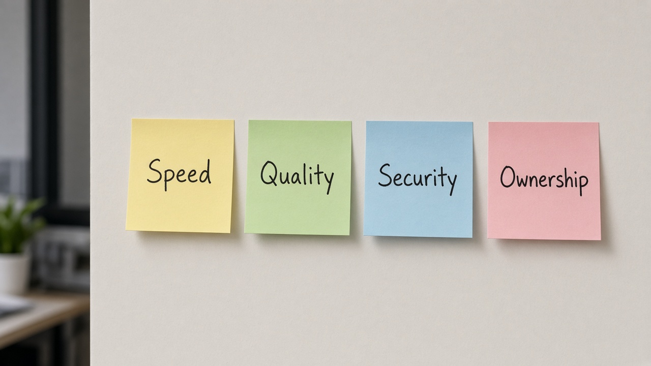 چسبیادداشت Speed Quality Security Ownership