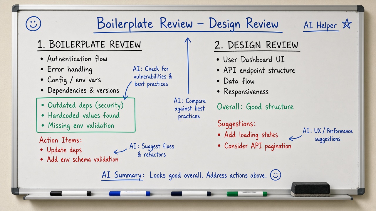 وایت‌برد Boilerplate Review و Design Review با کمک AI