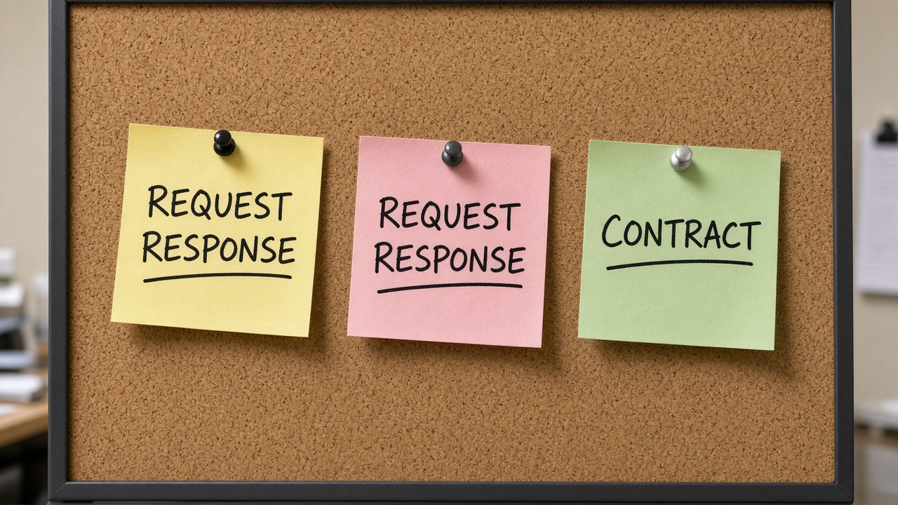 چسبیادداشت Request Response و Contract روی تابلو