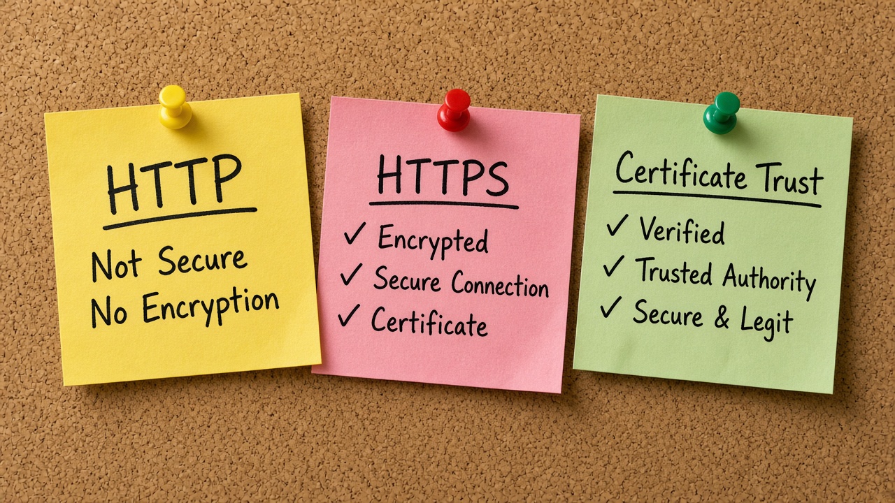 چسب‌یادداشت HTTP HTTPS Certificate Trust روی تابلو
