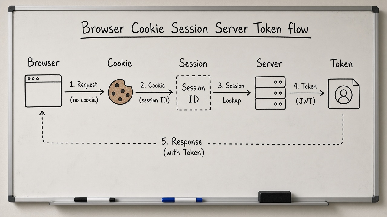 وایت‌برد جریان Browser Cookie Session Server Token