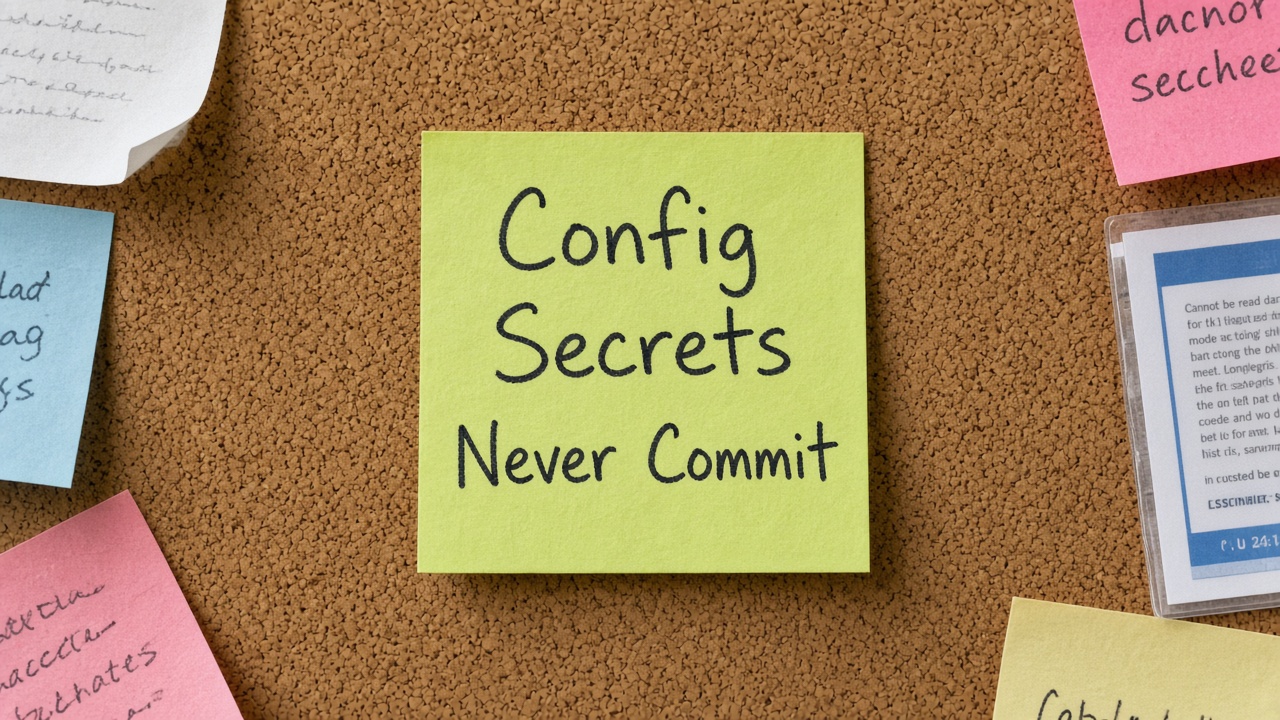 برچسب Config Secrets Never Commit روی تابلو
