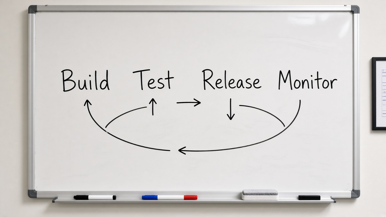 وایتبرد چرخه Build Test Release Monitor