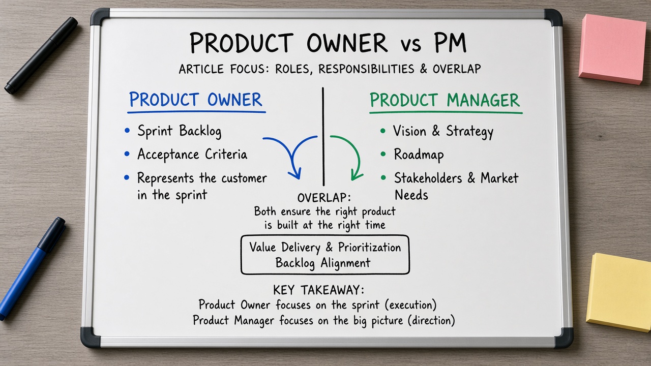 وایتبرد مقایسهای مسئولیتهای Product Owner و Product Manager