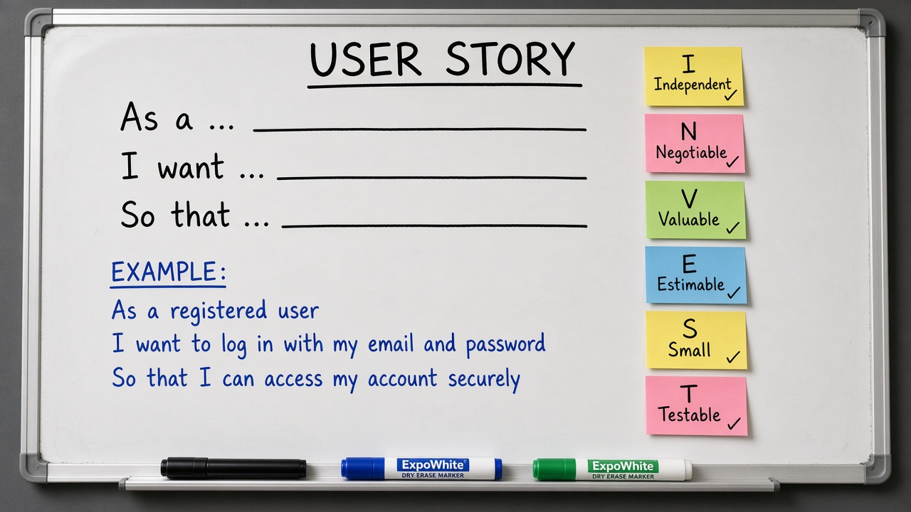 وایتبرد قالب User Story و معیارهای INVEST