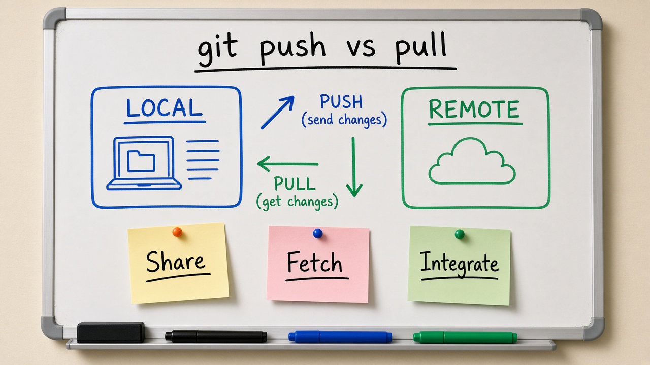 وایت‌برد Local و Remote با Push و Pull