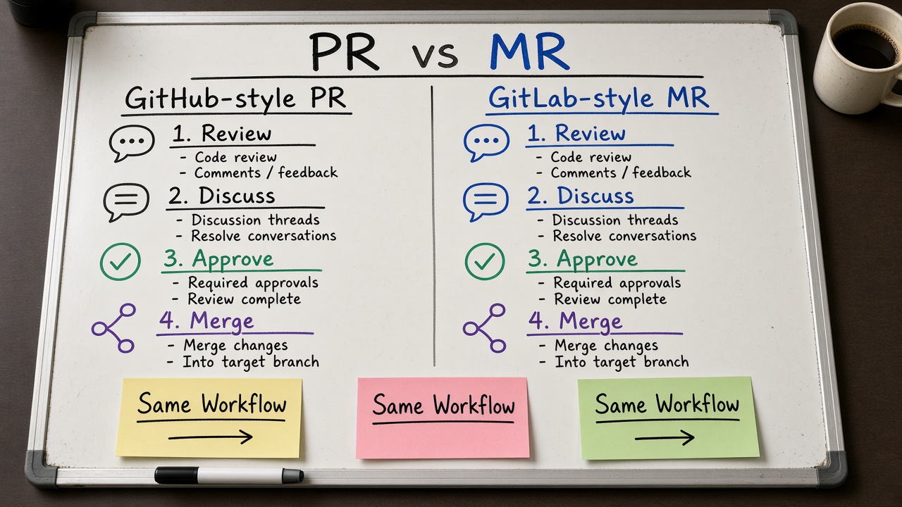 وایتبرد مقایسه PR و MR با Same Workflow