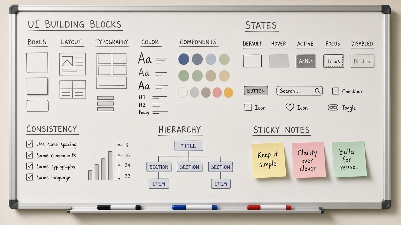 وایتبرد بلوکهای Layout Typography Color Components States