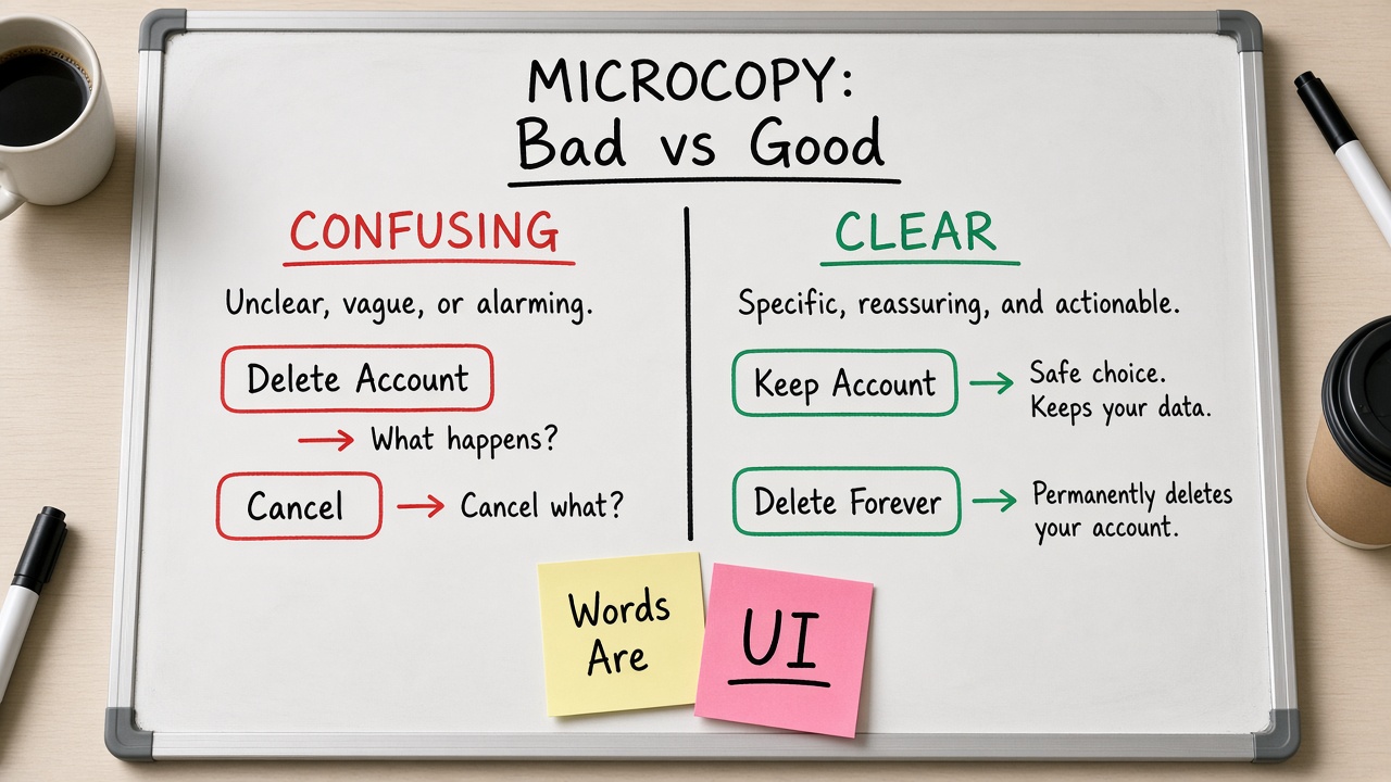 وایت‌برد Microcopy Confusing در برابر Clear