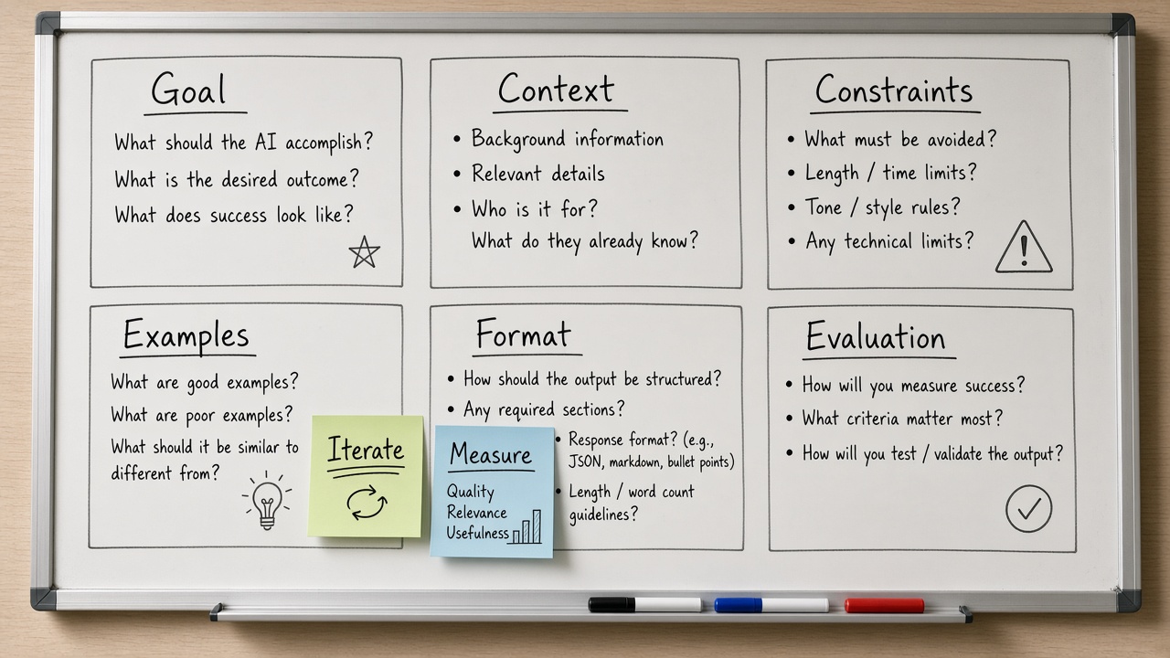 وایتبرد Goal Context Constraints Examples Format Evaluation