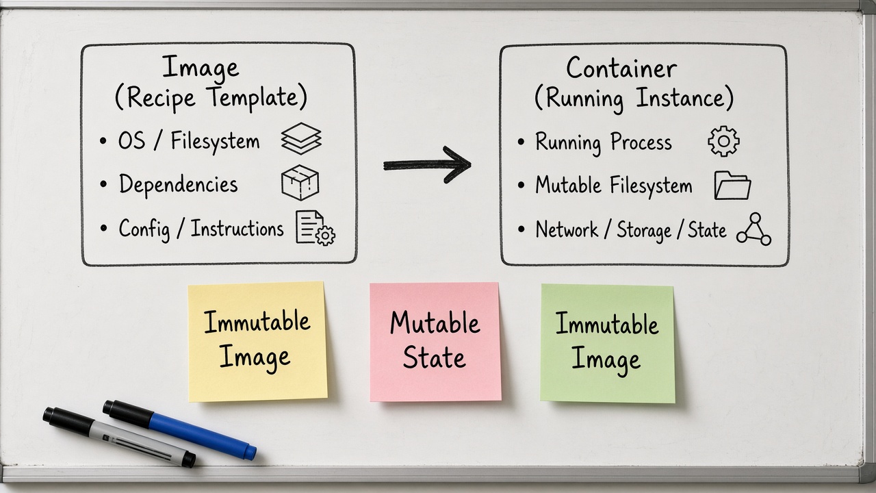 وایتبرد Image به عنوان Recipe و Container به عنوان Instance