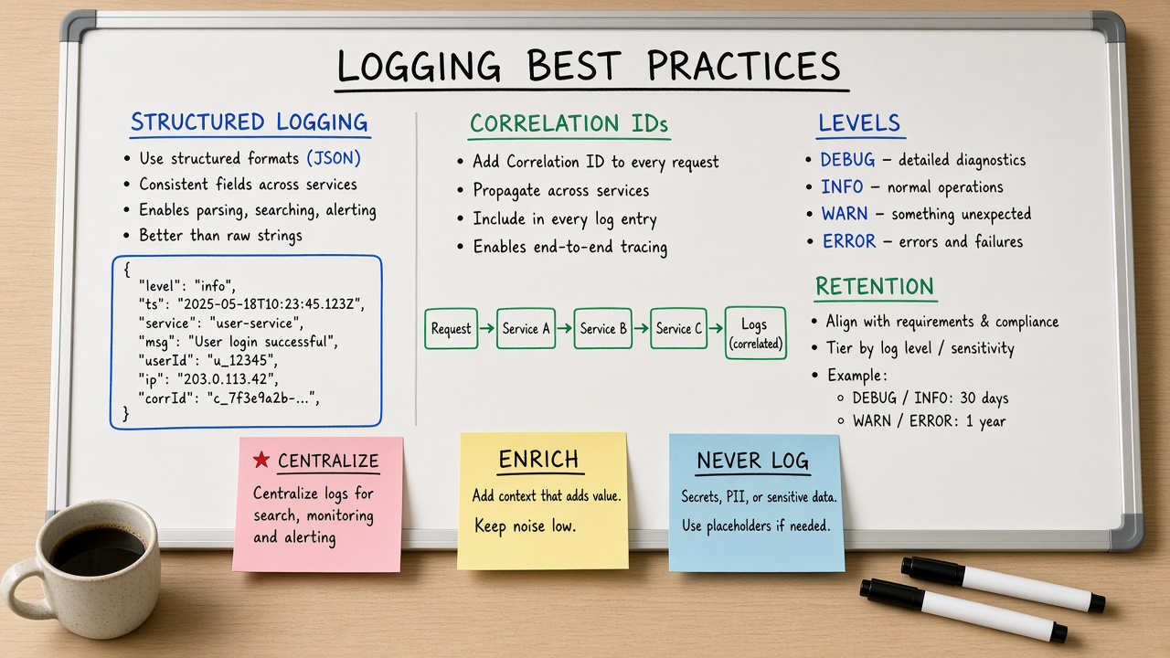 وایت‌برد Logging Best Practices با Never Log Secrets