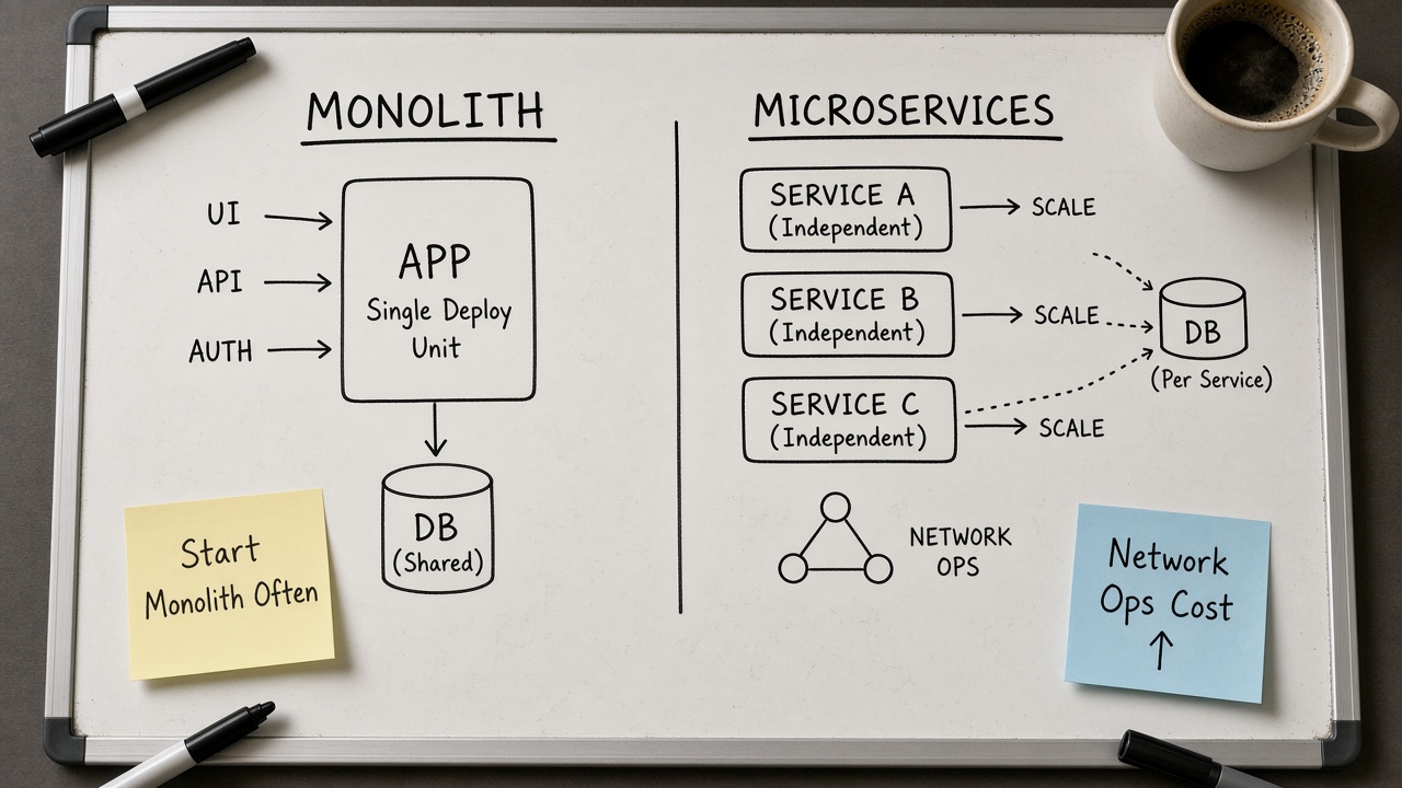 وایت‌برد مقایسه Monolith و Microservices