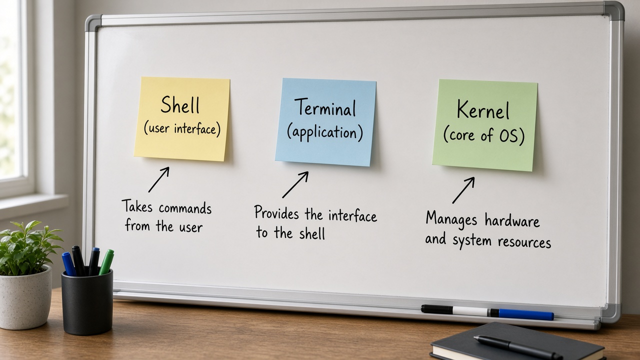 وایت‌برد تفاوت Shell Terminal Kernel