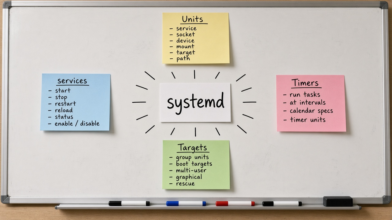 Units Services Timers Targets دور systemd