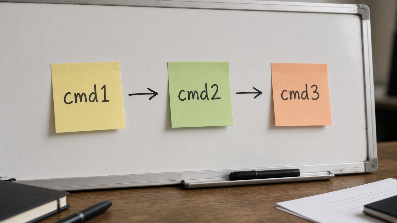 جریان cmd1 به cmd2 به cmd3