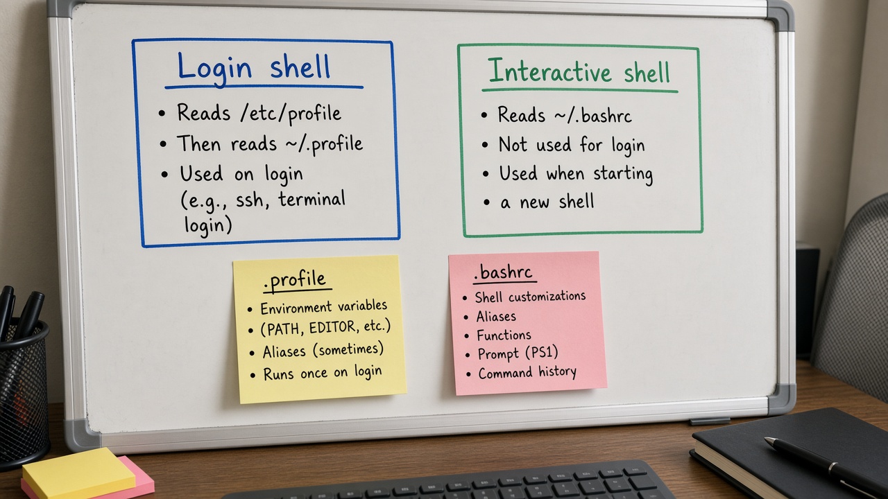 Login shell در برابر Interactive shell