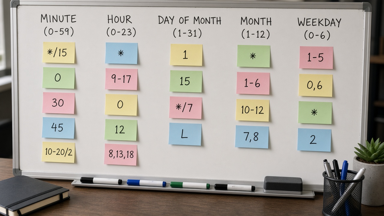 پنج فیلد minute hour day month weekday