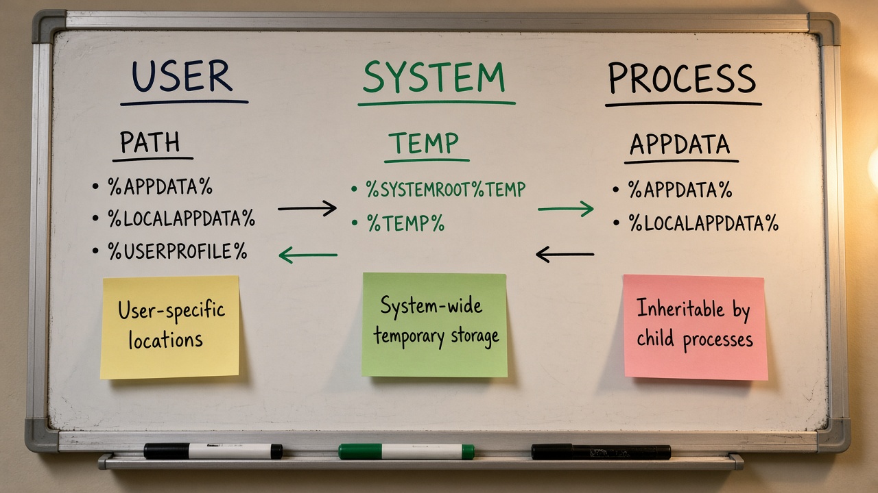 ستونهای User System Process و وراثت متغیرها
