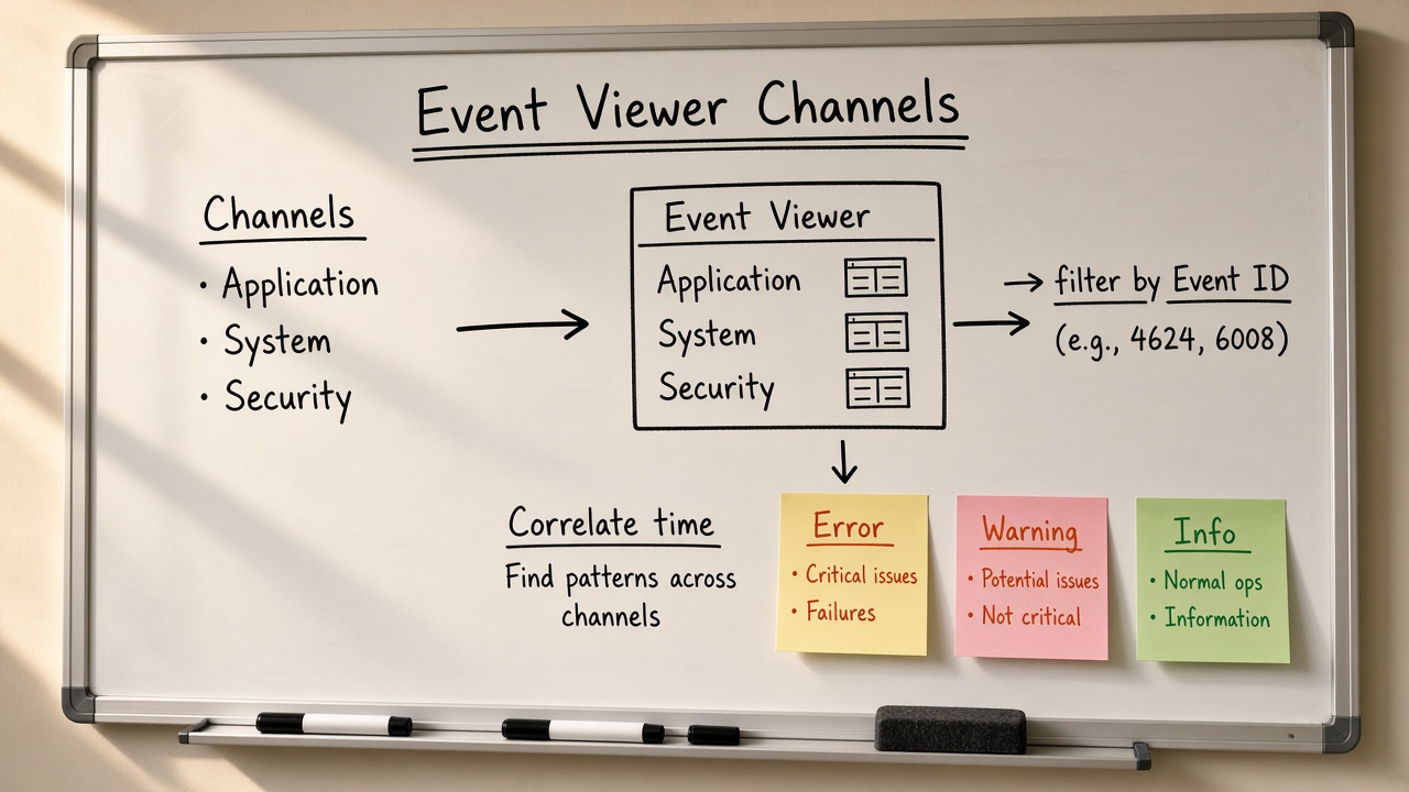 کانال‌های Application System Security و فیلتر Event ID