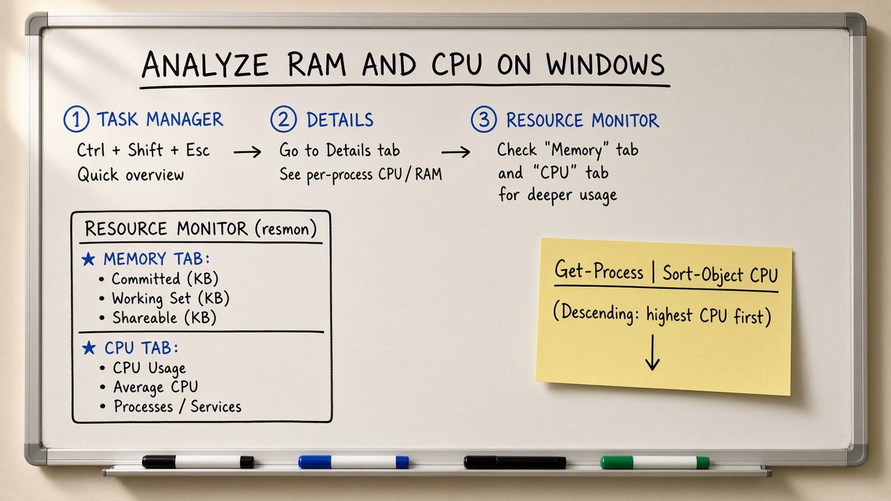 مسیر Task Manager تا Resource Monitor و Get-Process