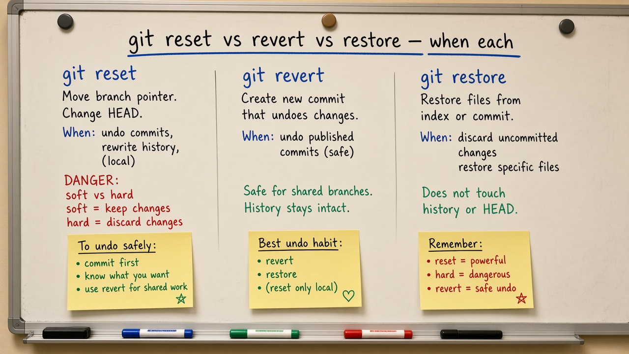 مقایسه reset revert restore و خطر hard reset
